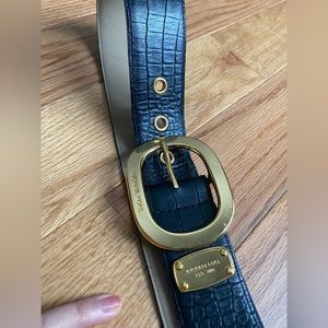 Michael Kors Genuine Leather black belt with gold buckle